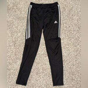 Adidas Black Joggers with White Stripes - Small